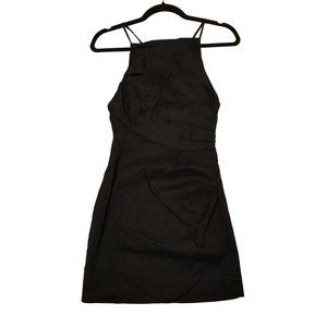 Zara Black Mini Dress Rouching Detail Spaghetti Straps Bodycon Small